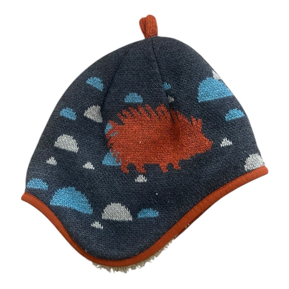 Patagonia Kids' Blue and Rust hedgehog hat (reversible) 12mo